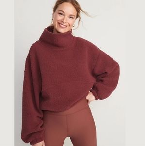 Old Navy Cropped Sherpa Turtleneck Sweater
